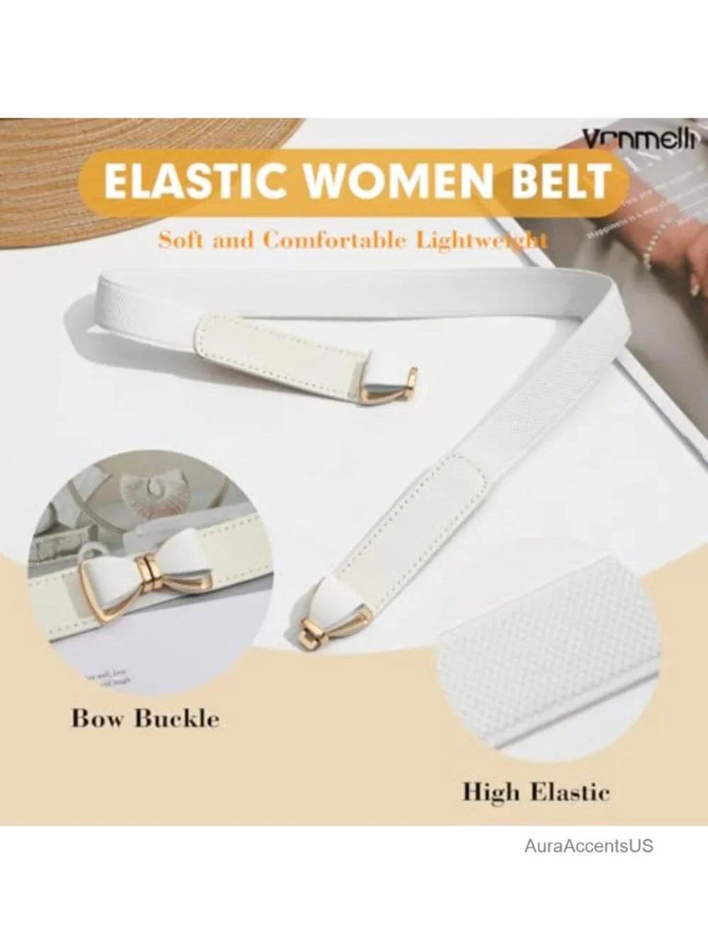 Stretchy Skinny Elastic Bow Belt for Dresses Waist Belts